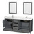 Wyndham WCS141472DKGC2UNSM24 Sheffield 72 Inch Double Bathroom Vanity in Dark Gray, Carrara Cultured Marble Countertop, Undermount Square Sinks, 24 Inch Mirrors