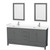 Wyndham WCS141472DKGWCUNSM24 Sheffield 72 Inch Double Bathroom Vanity in Dark Gray, White Cultured Marble Countertop, Undermount Square Sinks, 24 Inch Mirrors