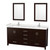 Wyndham WCS141472DESC2UNSM24 Sheffield 72 Inch Double Bathroom Vanity in Espresso, Carrara Cultured Marble Countertop, Undermount Square Sinks, 24 Inch Mirrors