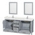 Wyndham WCS141472DGYC2UNSM24 Sheffield 72 Inch Double Bathroom Vanity in Gray, Carrara Cultured Marble Countertop, Undermount Square Sinks, 24 Inch Mirrors