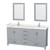 Wyndham WCS141472DGYC2UNSM24 Sheffield 72 Inch Double Bathroom Vanity in Gray, Carrara Cultured Marble Countertop, Undermount Square Sinks, 24 Inch Mirrors