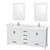 Wyndham WCS141472DWHC2UNSM24 Sheffield 72 Inch Double Bathroom Vanity in White, Carrara Cultured Marble Countertop, Undermount Square Sinks, 24 Inch Mirrors