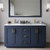 Wyndham WCF292960DBLCMUNSM58 Miranda 60 Inch Double Bathroom Vanity in Dark Blue, White Carrara Marble Countertop, Undermount Square Sinks, Brushed Gold Trim, 58 Inch Mirror