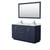 Wyndham WCF292960DBNCMUNSM58 Miranda 60 Inch Double Bathroom Vanity in Dark Blue, White Carrara Marble Countertop, Undermount Square Sinks, Brushed Nickel Trim, 58 Inch Mirror
