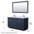 Wyndham WCF292960DBNCMUNSM58 Miranda 60 Inch Double Bathroom Vanity in Dark Blue, White Carrara Marble Countertop, Undermount Square Sinks, Brushed Nickel Trim, 58 Inch Mirror