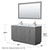 Wyndham WCF292960DKGCMUNSM58 Miranda 60 Inch Double Bathroom Vanity in Dark Gray, White Carrara Marble Countertop, Undermount Square Sinks, Brushed Nickel Trim, 58 Inch Mirror