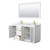 Wyndham WCF292960DWGCMUNSM58 Miranda 60 Inch Double Bathroom Vanity in White, White Carrara Marble Countertop, Undermount Square Sinks, Brushed Gold Trim, 58 Inch Mirror