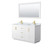 Wyndham WCF292960DWGCMUNSM58 Miranda 60 Inch Double Bathroom Vanity in White, White Carrara Marble Countertop, Undermount Square Sinks, Brushed Gold Trim, 58 Inch Mirror