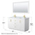 Wyndham WCF292960DWGCMUNSM58 Miranda 60 Inch Double Bathroom Vanity in White, White Carrara Marble Countertop, Undermount Square Sinks, Brushed Gold Trim, 58 Inch Mirror
