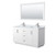Wyndham WCF292960DWHCMUNSM58 Miranda 60 Inch Double Bathroom Vanity in White, White Carrara Marble Countertop, Undermount Square Sinks, Brushed Nickel Trim, 58 Inch Mirror