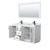 Wyndham WCF292960DWBCMUNSM58 Miranda 60 Inch Double Bathroom Vanity in White, White Carrara Marble Countertop, Undermount Square Sinks, Matte Black Trim, 58 Inch Mirror