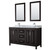 Wyndham WCV252560DDECMUNSM24 Daria 60 Inch Double Bathroom Vanity in Dark Espresso, White Carrara Marble Countertop, Undermount Square Sinks, and 24 Inch Mirrors