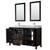 Wyndham WCV252560DDECMUNSM24 Daria 60 Inch Double Bathroom Vanity in Dark Espresso, White Carrara Marble Countertop, Undermount Square Sinks, and 24 Inch Mirrors