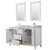 Wyndham WCV252560DWHCMUNSM24 Daria 60 Inch Double Bathroom Vanity in White, White Carrara Marble Countertop, Undermount Square Sinks, and 24 Inch Mirrors