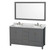 Wyndham WCS141460DKGCMUNOM58 Sheffield 60 Inch Double Bathroom Vanity in Dark Gray, White Carrara Marble Countertop, Undermount Oval Sinks, and 58 Inch Mirror