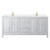 Wyndham WCV252580DWGC2UNSMXX Daria 80 Inch Double Bathroom Vanity in White, Light-Vein Carrara Cultured Marble Countertop, Undermount Square Sinks, Brushed Gold Trim