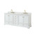 Wyndham WCS202080DWGCMUNSMXX Deborah 80 Inch Double Bathroom Vanity in White, White Carrara Marble Countertop, Undermount Square Sinks, Brushed Gold Trim, No Mirrors