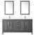 Wyndham WCV252572DKGC2UNSM24 Daria 72 Inch Double Bathroom Vanity in Dark Gray, Light-Vein Carrara Cultured Marble Countertop, Undermount Square Sinks, 24 Inch Mirrors