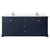 Wyndham WCV232380DBLC2UNSMXX Avery 80 Inch Double Bathroom Vanity in Dark Blue, Light-Vein Carrara Cultured Marble Countertop, Undermount Square Sinks, No Mirror