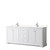 Wyndham WCV232380DWHC2UNSMXX Avery 80 Inch Double Bathroom Vanity in White, Light-Vein Carrara Cultured Marble Countertop, Undermount Square Sinks, No Mirror