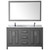 Wyndham WCV252560DKGCMUNSM58 Daria 60 Inch Double Bathroom Vanity in Dark Gray, White Carrara Marble Countertop, Undermount Square Sinks, and 58 Inch Mirror