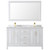 Wyndham WCV252560DWGCMUNSM58 Daria 60 Inch Double Bathroom Vanity in White, White Carrara Marble Countertop, Undermount Square Sinks, 58 Inch Mirror, Brushed Gold Trim