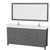 Wyndham WCS141472DKGC2UNSM70 Sheffield 72 Inch Double Bathroom Vanity in Dark Gray, Carrara Cultured Marble Countertop, Undermount Square Sinks, 70 Inch Mirror
