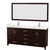 Wyndham WCS141472DESWCUNSM70 Sheffield 72 Inch Double Bathroom Vanity in Espresso, White Cultured Marble Countertop, Undermount Square Sinks, 70 Inch Mirror