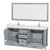 Wyndham WCS141472DGYC2UNSM70 Sheffield 72 Inch Double Bathroom Vanity in Gray, Carrara Cultured Marble Countertop, Undermount Square Sinks, 70 Inch Mirror