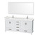 Wyndham WCS141472DWHC2UNSM70 Sheffield 72 Inch Double Bathroom Vanity in White, Carrara Cultured Marble Countertop, Undermount Square Sinks, 70 Inch Mirror