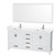 Wyndham WCS141472DWHWCUNSM70 Sheffield 72 Inch Double Bathroom Vanity in White, White Cultured Marble Countertop, Undermount Square Sinks, 70 Inch Mirror