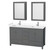 Wyndham WCS141460DKGWCUNSMED Sheffield 60 Inch Double Bathroom Vanity in Dark Gray, White Cultured Marble Countertop, Undermount Square Sinks, Medicine Cabinets