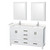 Wyndham WCS141460DWHC2UNSMED Sheffield 60 Inch Double Bathroom Vanity in White, Carrara Cultured Marble Countertop, Undermount Square Sinks, Medicine Cabinets