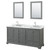 Wyndham WCS202072DKGCMUNSM24 Deborah 72 Inch Double Bathroom Vanity in Dark Gray, White Carrara Marble Countertop, Undermount Square Sinks, and 24 Inch Mirrors