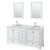 Wyndham WCS202072DWHCMUNOM24 Deborah 72 Inch Double Bathroom Vanity in White, White Carrara Marble Countertop, Undermount Oval Sinks, and 24 Inch Mirrors