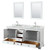 Wyndham WCS202072DWHCMUNOM24 Deborah 72 Inch Double Bathroom Vanity in White, White Carrara Marble Countertop, Undermount Oval Sinks, and 24 Inch Mirrors
