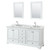 Wyndham WCS202072DWHCMUNSM24 Deborah 72 Inch Double Bathroom Vanity in White, White Carrara Marble Countertop, Undermount Square Sinks, and 24 Inch Mirrors