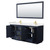 Wyndham WCF292972DBLC2UNSM70 Miranda 72 Inch Double Bathroom Vanity in Dark Blue, Light-Vein Carrara Cultured Marble Countertop, Undermount Square Sinks, Brushed Gold Trim, 70 Inch Mirror