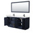 Wyndham WCF292972DBBC2UNSM70 Miranda 72 Inch Double Bathroom Vanity in Dark Blue, Light-Vein Carrara Cultured Marble Countertop, Undermount Square Sinks, Matte Black Trim, 70 Inch Mirror