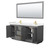 Wyndham WCF292972DGGC2UNSM70 Miranda 72 Inch Double Bathroom Vanity in Dark Gray, Light-Vein Carrara Cultured Marble Countertop, Undermount Square Sinks, Brushed Gold Trim, 70 Inch Mirror