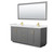 Wyndham WCF292972DGGWCUNSM70 Miranda 72 Inch Double Bathroom Vanity in Dark Gray, White Cultured Marble Countertop, Undermount Square Sinks, Brushed Gold Trim, 70 Inch Mirror