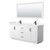 Wyndham WCF292972DWBC2UNSM70 Miranda 72 Inch Double Bathroom Vanity in White, Light-Vein Carrara Cultured Marble Countertop, Undermount Square Sinks, Matte Black Trim, 70 Inch Mirror