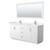 Wyndham WCF292972DWHWCUNSM70 Miranda 72 Inch Double Bathroom Vanity in White, White Cultured Marble Countertop, Undermount Square Sinks, Brushed Nickel Trim, 70 Inch Mirror
