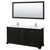Wyndham WCS202072DDEWCUNSM70 Deborah 72 Inch Double Bathroom Vanity in Dark Espresso, White Cultured Marble Countertop, Undermount Square Sinks, 70 Inch Mirror