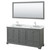 Wyndham WCS202072DKGCMUNSM70 Deborah 72 Inch Double Bathroom Vanity in Dark Gray, White Carrara Marble Countertop, Undermount Square Sinks, and 70 Inch Mirror