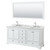 Wyndham WCS202072DWHCMUNOM70 Deborah 72 Inch Double Bathroom Vanity in White, White Carrara Marble Countertop, Undermount Oval Sinks, and 70 Inch Mirror