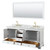 Wyndham WCS202072DWGCMUNOM70 Deborah 72 Inch Double Bathroom Vanity in White, White Carrara Marble Countertop, Undermount Oval Sinks, Brushed Gold Trim, 70 Inch Mirror