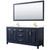 Wyndham WCV252572DBLC2UNSM70 Daria 72 Inch Double Bathroom Vanity in Dark Blue, Light-Vein Carrara Cultured Marble Countertop, Undermount Square Sinks, 70 Inch Mirror