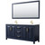 Wyndham WCV252572DBLWCUNSM70 Daria 72 Inch Double Bathroom Vanity in Dark Blue, White Cultured Marble Countertop, Undermount Square Sinks, 70 Inch Mirror