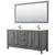 Wyndham WCV252572DKGC2UNSM70 Daria 72 Inch Double Bathroom Vanity in Dark Gray, Light-Vein Carrara Cultured Marble Countertop, Undermount Square Sinks, 70 Inch Mirror